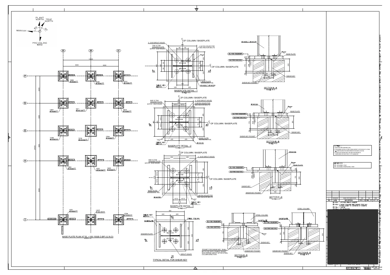 Column layout and base plate details
