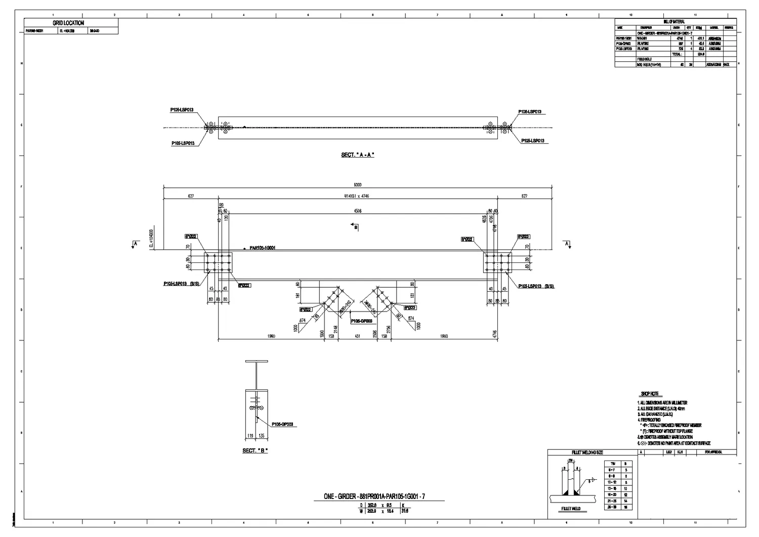 Girder assembly drawing
